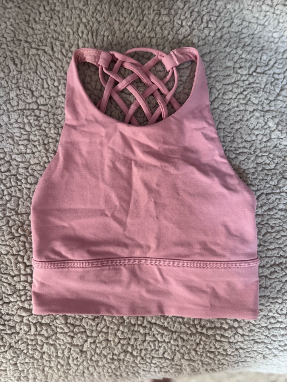 lululemon athletica Dusty Pink Lattice-Back High Neck Sports Bra